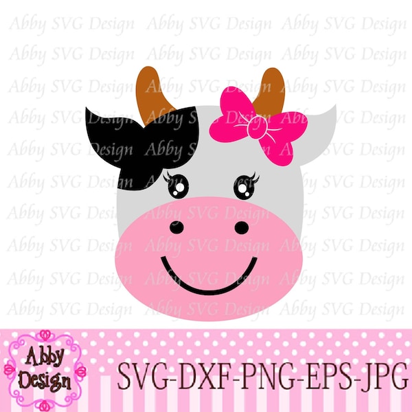 Visage de vache pour les filles Svg Cut File,Cow svg,Girls Cow svg,Farm animal svg,fichier de coupe pour machines de découpe NO:0149