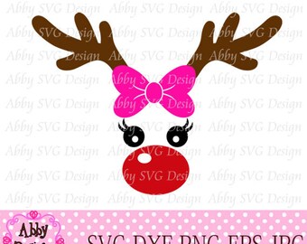 Girl Reindeer Face Cut File svg,png,dxf and eps file for the Cutting Machines