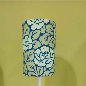 Lampshade, 15/30/40 cm x 23/25 cm, rose pattern in two shades of green on dark blue, country style, Art Nouveau floor table bedside lamp
