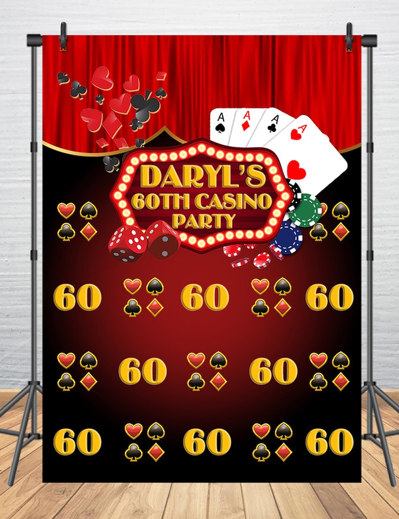 Casino Themed 60th Birthday Backdrop Adults Party Decoration Etsy