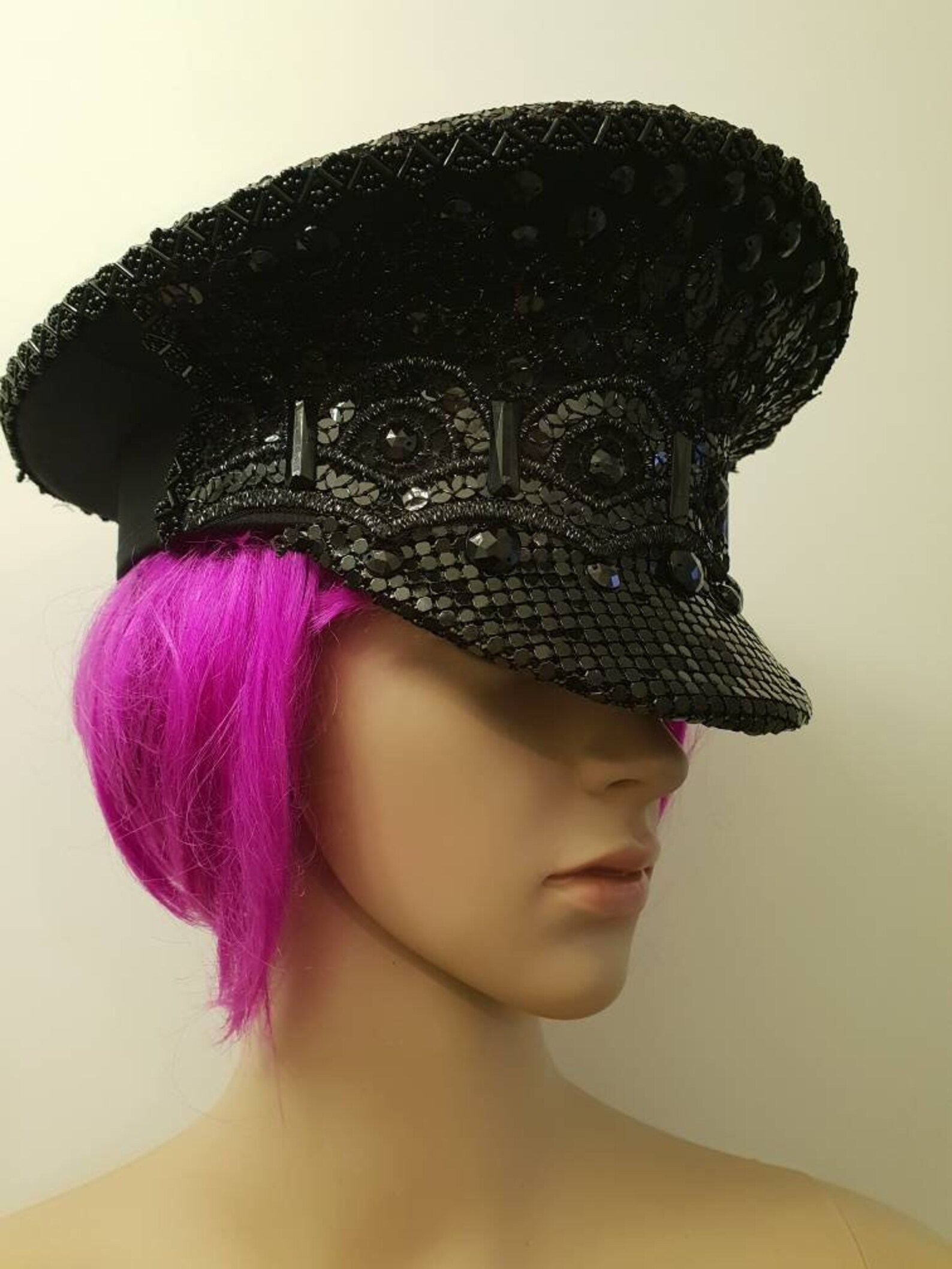 Black Captain Hat Burning Man Hat Party Hat Festival Hat Embellished