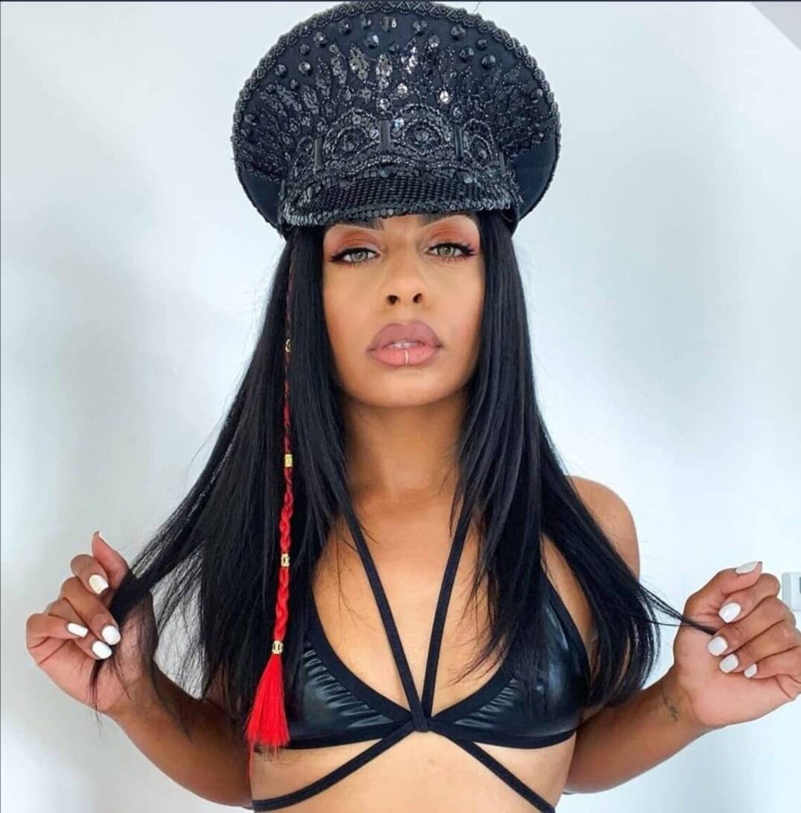 Black Captain Hat Burning Man Hat Party Hat Festival Hat Embellished