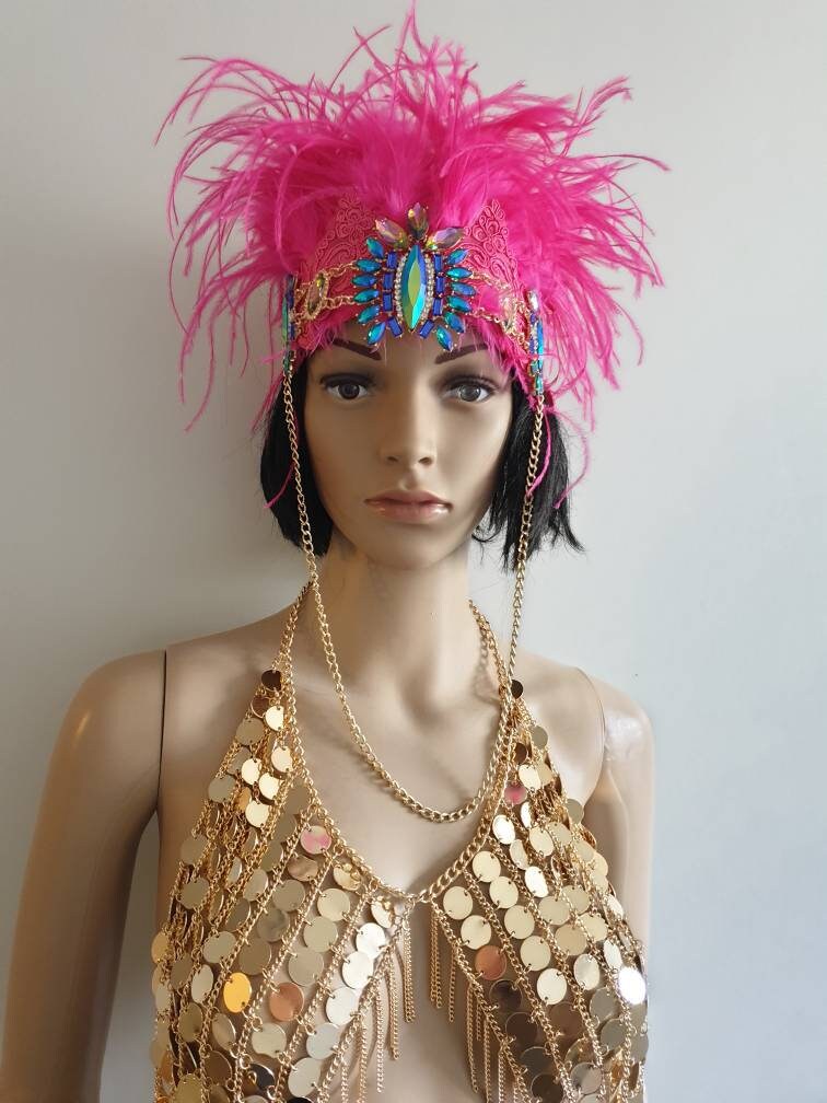 Burning Man Jewelled Ostrich Feather Headdress Headress - Etsy
