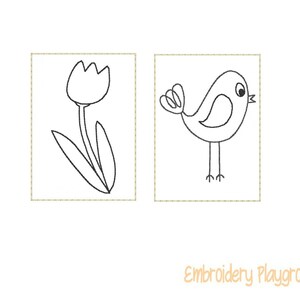 Spring Mini Coloring Page Embroidery Design - ITH Embroidery Design - Reusable Coloring Page