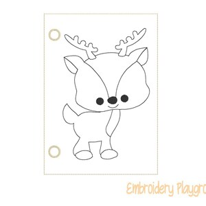 Deer Coloring Page Embroidery Design - ITH Embroidery Design - Reusable Coloring Page