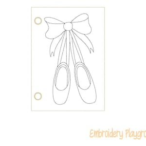 Ballet Slipper Coloring Page Embroidery Design - ITH Embroidery Design - Reusable Coloring Page