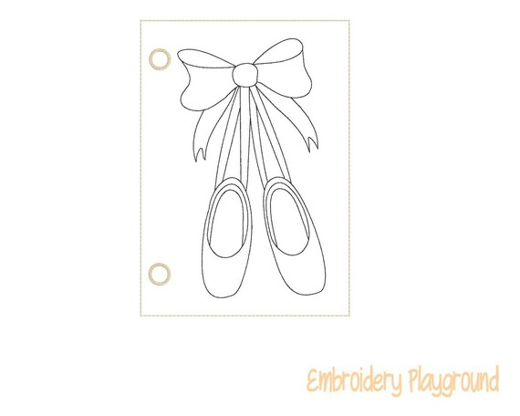 Ballet Slipper Coloring Page Embroidery Design ITH | Etsy