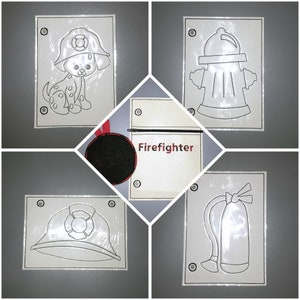 Firefighter Coloring Book Embroidery Design - ITH Embroidery Design - Reusable Coloring Book - Soft Book Design - Quiet Book Design