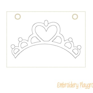Tiara Coloring Page Embroidery Design - ITH Embroidery Design - Reusable Coloring Page