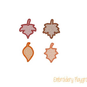 Fall Leaves Wijn Glas Charmes Borduurwerk Ontwerp - Borduurpatroon