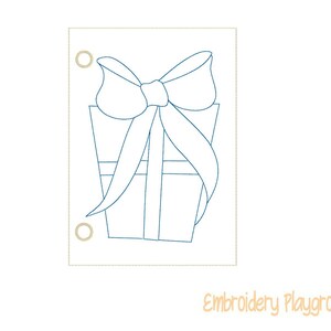 Gift Coloring Page Embroidery Design - ITH Embroidery Design - Reusable Coloring Page