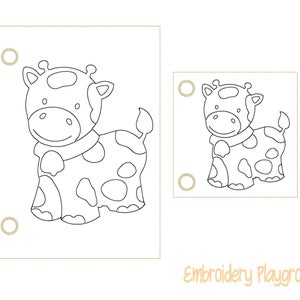Cow Coloring Page Embroidery Design - ITH Embroidery Design - Reusable Coloring Page