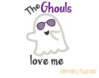 Boy Ghost - The Ghouls Love Me - Embroidery Design - Ghost Applique - Cool Ghost