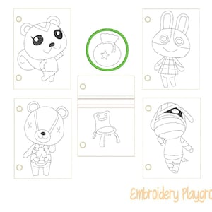 Critter Crossing Coloring Book Embroidery Design - ITH Embroidery Design - Reusable Coloring Book