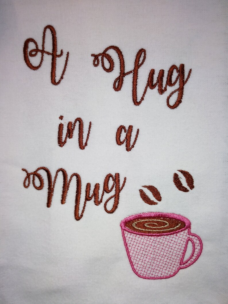 A Hug in a Mug Embroidery Design Coffee Coffee Cup Etsy