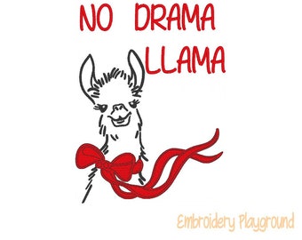 No Drama Llama - Mama Llama -  Embroidery Design - Machine Embroidery - Shirt Design