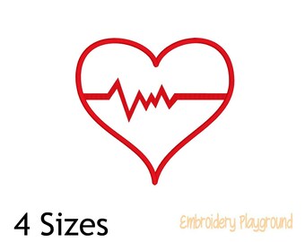 Heart with Beats Applique - Embroidery Design - Pillow Design