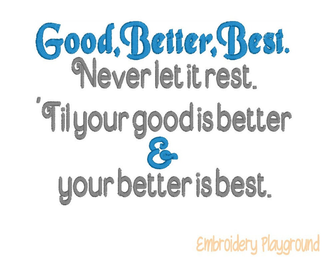 Good Better Best Embroidery Design - Reading Pillow Design - Embroidery ...