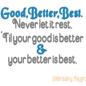 Good Better Best Embroidery Design - Reading Pillow Design - Embroidery Design - Motivational Saying - Positive Quote - Pillow Saying