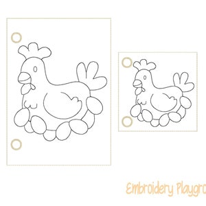 Chicken Coloring Page Embroidery Design - ITH Embroidery Design - Reusable Coloring Page
