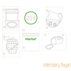 Market Coloring Book Embroidery Design - ITH Embroidery Design - Reusable Coloring Book