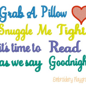 Embroidery Design - Snuggle Me Tight - Reading Pillow Design - Time for ...