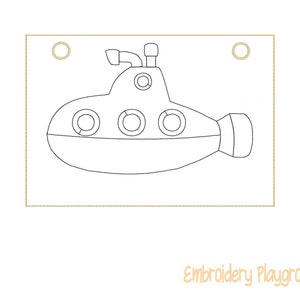 Submarine Coloring Page Embroidery Design - ITH Embroidery Design - Reusable Coloring Page