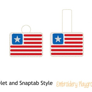 American Flag Key Fob Snaptab Embroidery Design - Embroidery Pattern