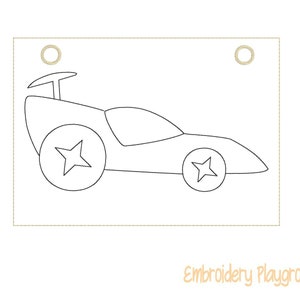Drag Car Coloring Page Embroidery Design - ITH Embroidery Design - Reusable Coloring Page