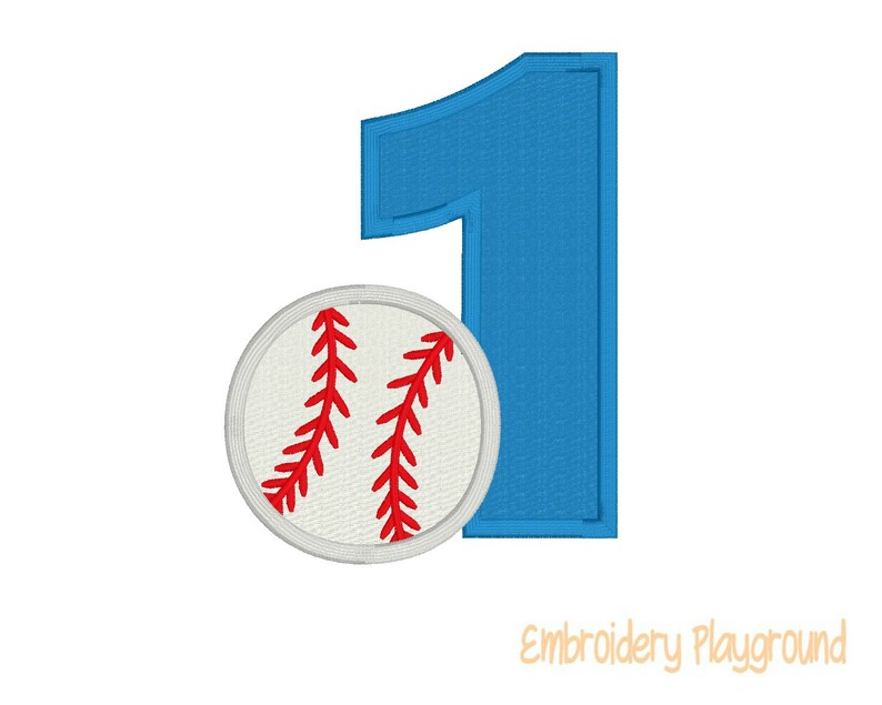 Baseball One Applique First Birthday Applique Design Etsy