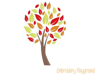 Autumn Tree -  Embroidery Design - All Formats - Fall - Fall Leaves - Embroidery - Designs