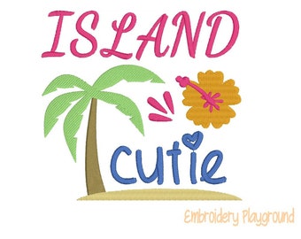 Island Cutie - Embroidery Design - Childs Shirt Design - Summer - Reading Pillow Design - Pillow Design