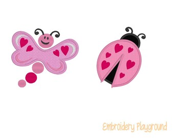 Love Bug Applique Designs - Embroidery Design - Dragonfly - Lady Bug - Childs Shirt Design - Valentine's Day Design