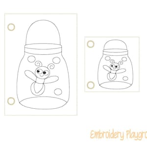 Firefly Bug Jar Coloring Page Embroidery Design - ITH Embroidery Design - Reusable Coloring Page
