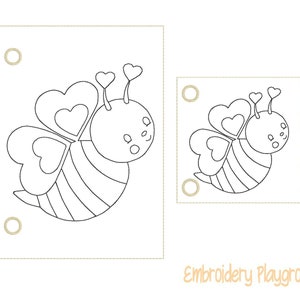 Bee Coloring Page Embroidery Design - ITH Embroidery Design - Reusable Coloring Page