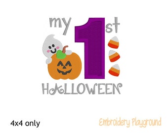 My First Halloween - Halloween - Embroidery Design - Halloween Design - Childs Shirt Design Ghost - Pumpkin