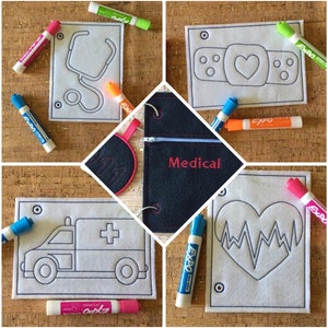 Medical Coloring Book Embroidery Design - ITH Embroidery Design - Reusable Coloring Book - Soft Book Design - Quiet Book Design