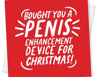 Funny Penis Enlargement Christmas Card, Magnifying Glass Gag, Rude Xmas Card
