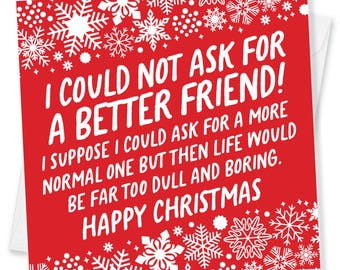 Funny Christmas Card for Friend, Humorous Xmas Card