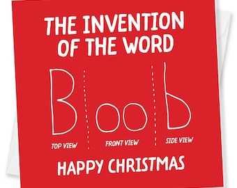Funny Boob Joke Christmas Card, Rude Humor Xmas Card, Made in UK
