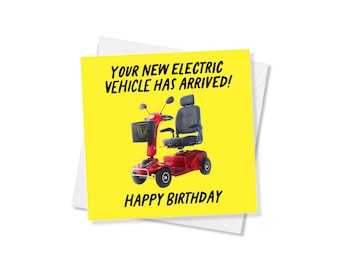 Funny Electric Vehicle Birthday Card for Him