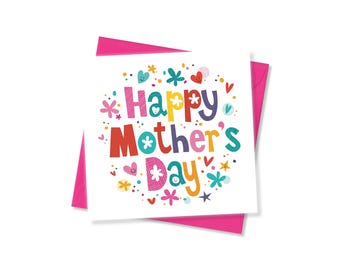 Happy Mothers Day Card, Colourful Bright Modern Design, Made in UK