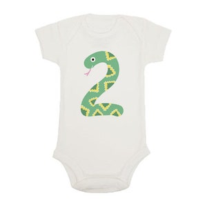 Número animal 2 cobra em body ou camiseta, camiseta infantil, camiseta de aniversário
