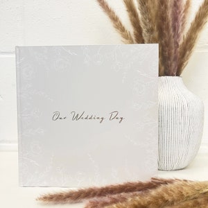 Our Wedding Day Photo Album | White & Grey Floral Wedding Photo Album 7x5, 50 Photos | Wedding Keepsake