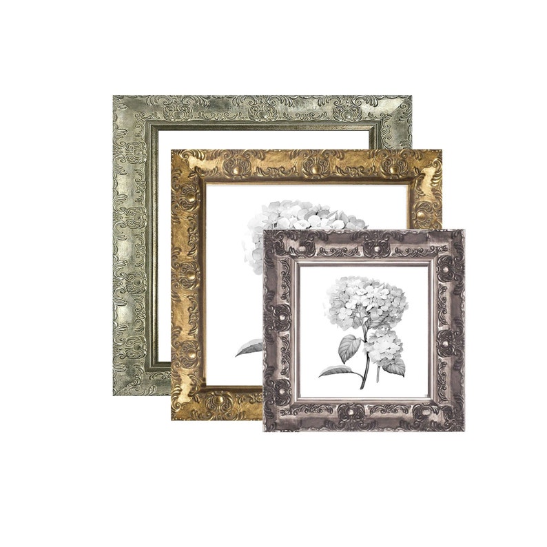 4x4 / 5x5 / 6x6 / 7x7 / 8x8 / 10x10 / 12x12 / 14x14 / 16x16 / 20x20 - Antique Square Gold / Gunmetal / Champagne Silver Photo Frame 