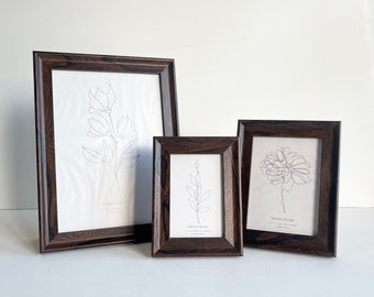 6x4" - 7x5" - A4 Dark walnut Wooden Photo Frame - Brown walnut Effect Real Wood Frame - Rustic Home Decor - Table Display Picture Frames