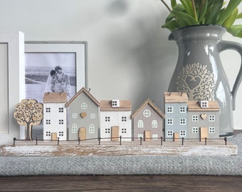 Wooden House Scene - Home Decoration / Ornament - Nordic Home Style Decor - Real Wood Rustic village scene - Home Decor