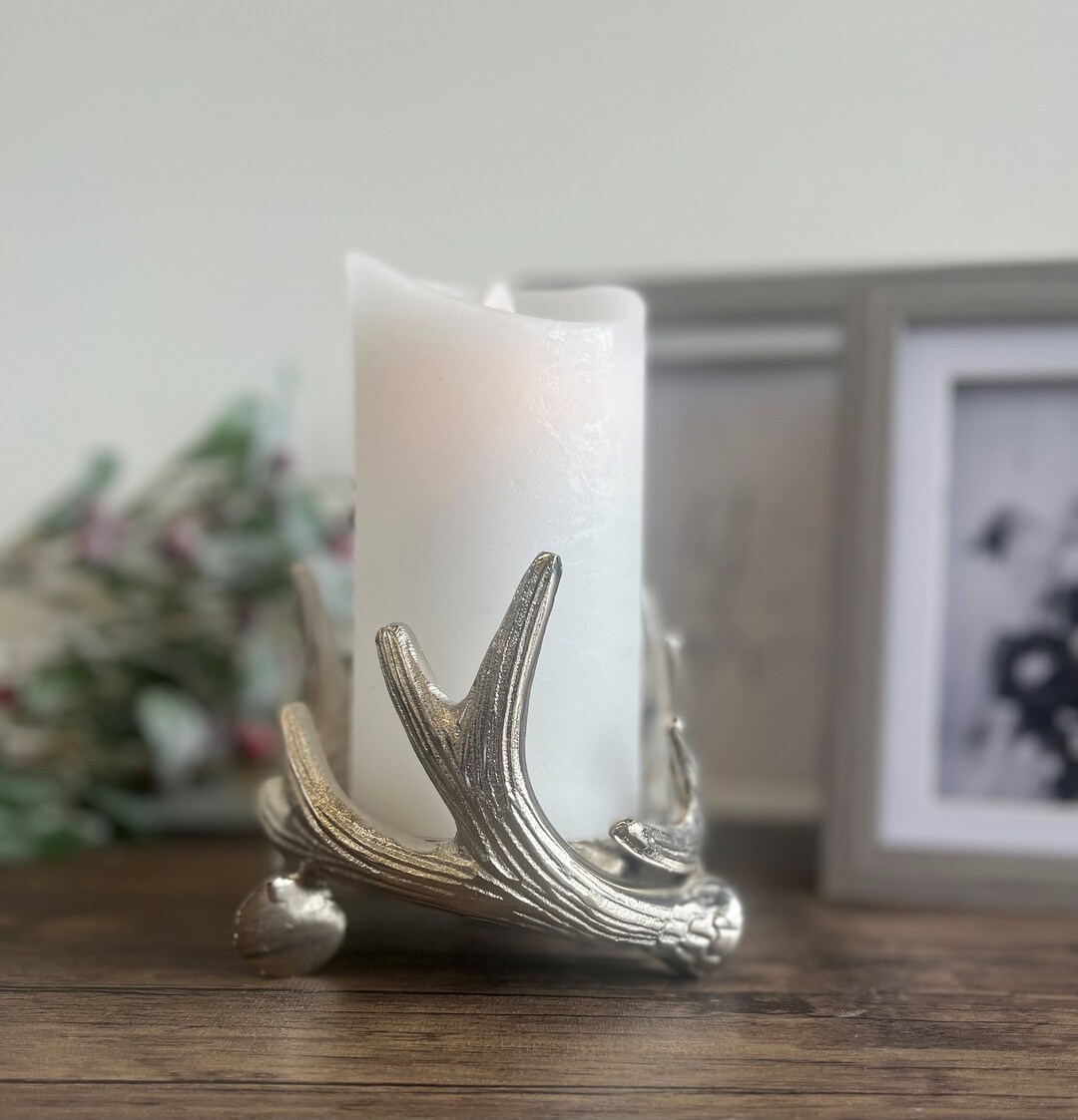 Silver Stag Antler Candle Holder Silver Deer Bottle Holder Etsy UK