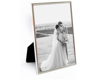 Silver Plated Fine Photo Frame - 6x4" / 7x5" / 10x8" Picture Frames - Thin Wall Frame with Stand - Home and Wall Decor - Poster Frame