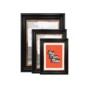 A2 Poster Frames A3 A4 Picture Frame A5 A6 - Vintage Black Distressed Gold Copper Edge Frame - Photo Frame with Mount - Home and Wall Decor